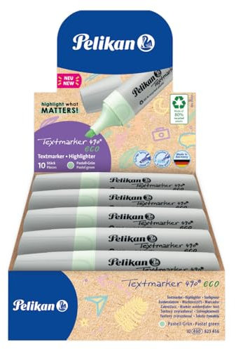 Pelikan Textmarker 490 eco, Pastell-Grün, 10 Stück, mit Keilspitze