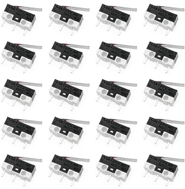 JZK 20 microinterruptores con palanca, interruptor micro de 3 polos 125V 1A AC, NO NC, interruptor de palanca de bisagra instantáneo, color negro