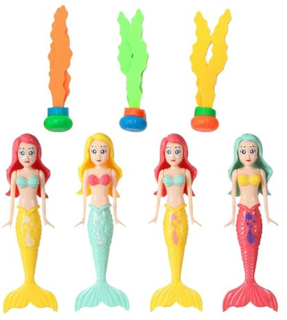 Fonyiunce 7 Pièces Jouets de Plongée pour Enfants, Anneaux de Plongée Sous-Marine, S'enfonçant Rapidement Dans Le sol, Jouets de Plongée Sirène, Anneau de Plongée pour Jouer Sous l'eau et Entraînement