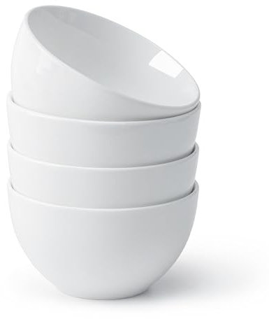 NUTRIUPS 300ml Small Bowls, 11cm Dessert Bowl, Ceramic Bowls Set for Sauce, White, Microwavable & Oven Safe, Set of 4