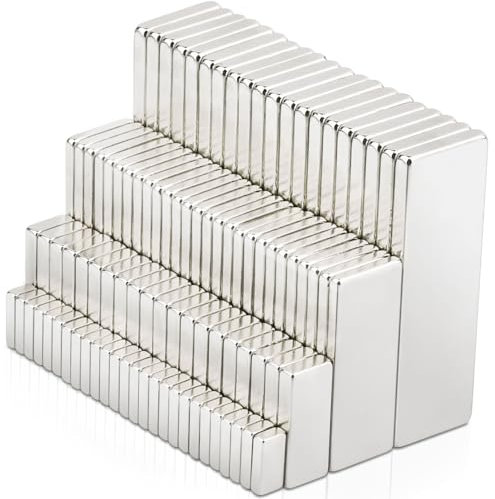 100 Stück Kleine Magnete Stark, 4 Verschiedene Größe Neodym Magnete Extra Stark Magneten für Magnettafel Starker Magnet Rechteckige für Küchenschrank, Whiteboard, Magnetboard