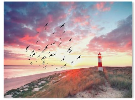 BEAYODKP Malen Nach Zahlen Erwachsene,traumhafte Nordsee-Küste mit Leuchtturm am Strand von Sylt,DIY Handgemalt Ölgemälde Kit für Anfänger und Erwachsene,kreatives Geschenk, Home Deko(40x50cm)-81