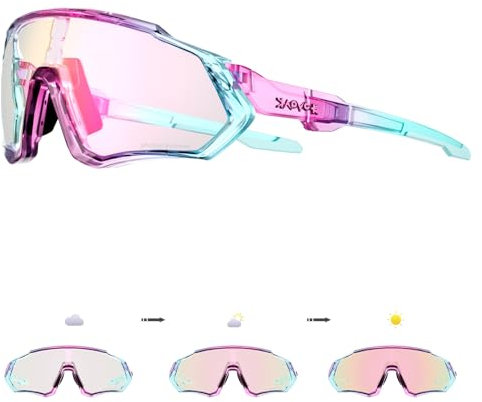KAPVOE Fotocromatici Occhiali Da Ciclismo Con TR90 Occhiali Da Sole Sportivi Donne Uomini Che Corrono Chiaro Mtb Bicicletta Accessori 61 rosa