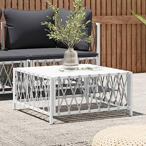 Gartentisch Weiß 70x70x34 cm Gewebeoutdoor Furniture Outdoor Patio Furniture Outdoor Clearance Furniture modern Outdoor Furniture Outdoor Deck Furniture Outdoors