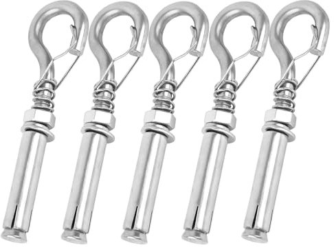 SNOMEL Confezione da 5 tasselli a occhiello per cemento espanso, in acciaio inossidabile 304, ganci per pareti in cemento, M8 x 106 mm, gancio di ancoraggio