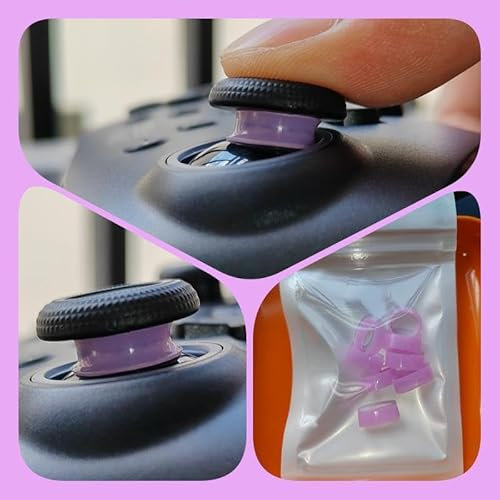 THLMT 8PCS Joystick Protector Ring Compatible for Steam Deck/for Xbox/for PS4/for PS5/for Switch Pro/for ROG Ally, Elastic Silicone Protective Ring Cover Thumbstick Rings Invisible Ring (Purple)