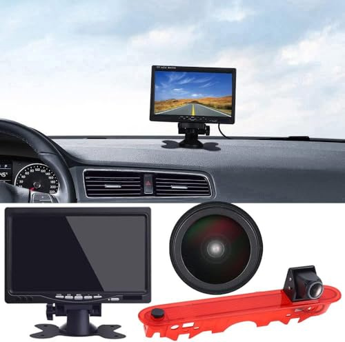 7 Zoll TFT LCD Monitor+1280 x 720 Pixels im 3. Bremslicht Bremsleuchte Auto Dach Rückfahrkamera für Renault Kangoo II 2007-2021/Mercedes Benz Citan Tourer W415 Micro Camper 2012-2021