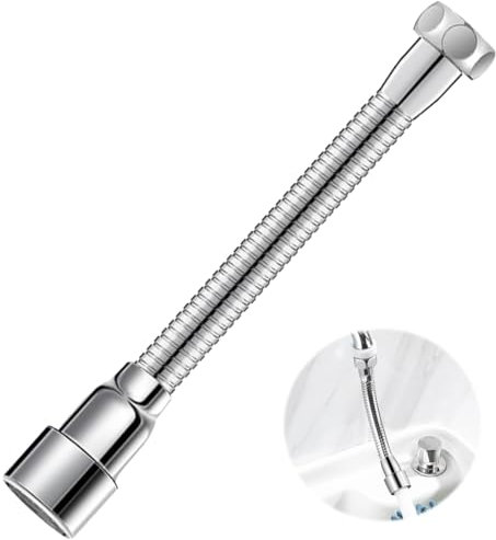 YAPKOLV 1 Pezzo Prolunga Rubinetto, Regolatore di Flusso Rubinetto, Testa Spray Girevole 360 Gradi, Perfetto per Cucina, Bagno ecc (14CM)