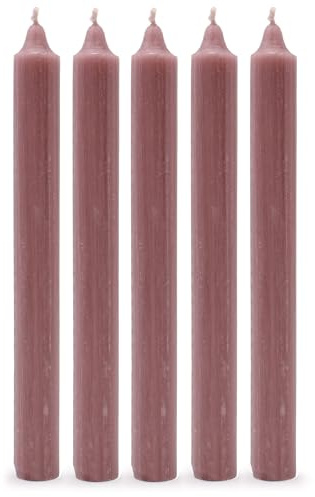 Solid Colour Dinner Candles, Pack of 5 Handmade Candles 20cm x 2cm Rustic Look Bistro Style Taper Candles (Taupe)