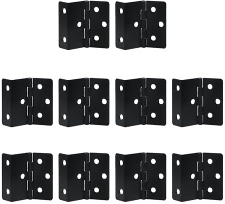 T Tulead Three Fold Retro Hinge Black 10PCS | Decorative Box Hinge, Cabinet Folding Hinges, Offset Door Hinge, with Screws, for Wooden Box, Toolbox, Wardrobe