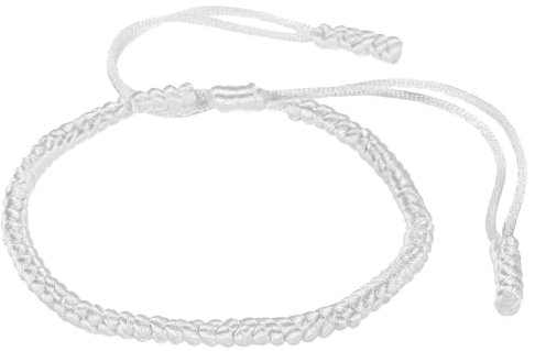 PATIKIL Lucky Handmade Braided Rope String Bracelet, Round Adjustable Prayer Protection Bracelet for Women Anniversary Family Jewelry Gifts, White