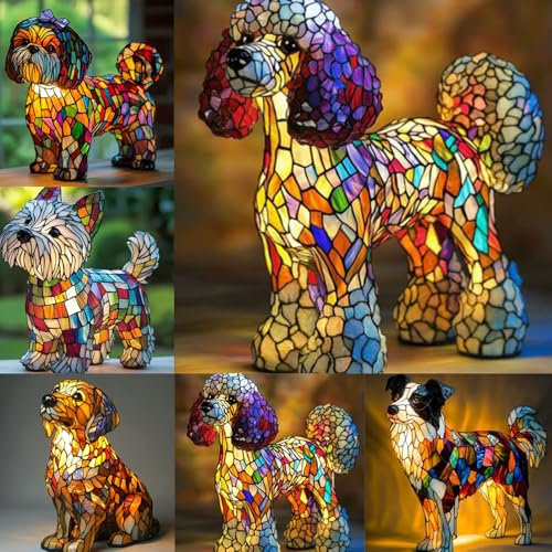 SAROZZTAL Dackel Lampe/Corgi Lampe/Mops Lamp Nachtlicht aus der Hunde-Serie, gebeiztes Harz, französische Bulldogge, Tischlampe, niedliches Haustier-Hunde-Thema, Haustier-Dekolampe für Hundefans (G)
