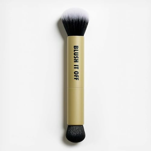 MOYOU LONDON Duo Blush Brush - Pennello a doppia estremità per crema e polvere, setole sintetiche ultra morbide, pennello vegano e cruelty‑free per fard, bronzer e scolpire