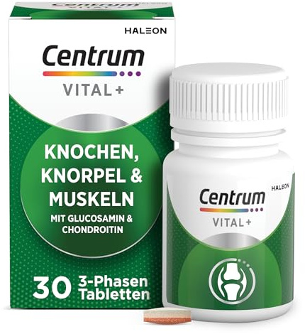 Multivitamin - Centrum Vital+ Knochen, Knorpel & Muskeln, für körperliche Leistungsfähigkeit & Zellregeneration**, Glucosamin, Chondroitin, Magnesium, Vitamin D, Vitamin C, 30 Tabletten