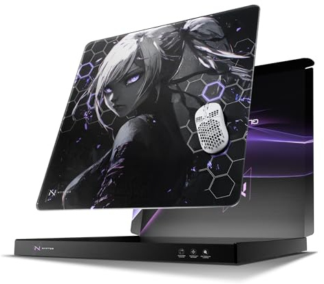 Nyfter Glas Gaming Mauspad 50x50 – Ultra-Präzise Oberfläche, Gehärtetes Glas, Vollsilikon-Anti-Rutsch, Abgerundete Kanten, Perfekter Glide – Premium Mouse Pad/Glasspad für eSports & Gaming (Nyra)