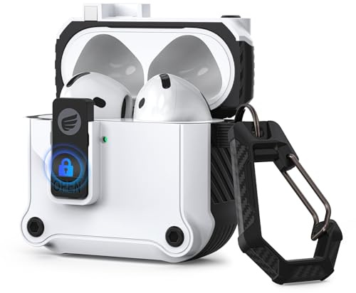 ORICO Schutzhülle für AirPods 4 mit Automatischer Aufklappfunktion, Weiß | Stoßfeste Hartschalen Abdeckung mit Schlüsselanhänger, Sturzsichere Hülle für Apple AirPods, CP54