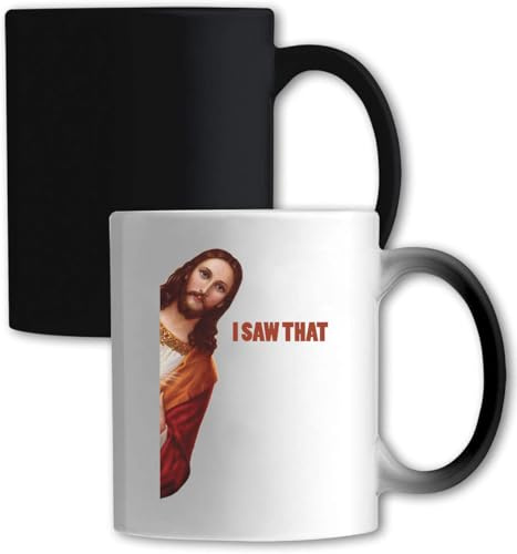 Lustige Tasse mit Aufschrift Jesus Meme I Saw That Farbwechsel, Weiß