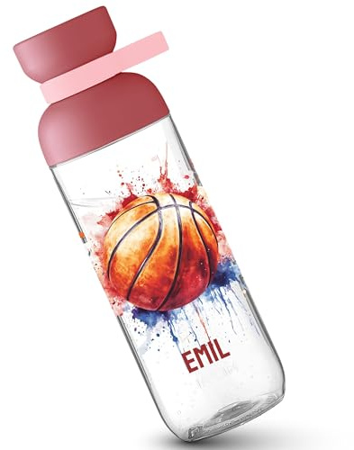 Kinder Trinkflasche Mepal Flasche - Basketball - Ball Watercolor personalisiert - Geschenk Zubehör Training - 700 ml - Rosa