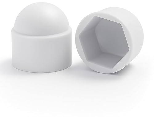 Sechskant Abdeckkappen [für M6 - SW 10 mm, 8 Stk] - Weiß Kunststoff Schutzkappen für Schrauben & Muttern