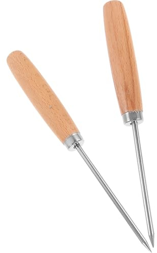 LALADEFIEE 2 Stück Eispickel mit Holzgriff Eiswürfelzerkleinerer für Bar und Zuhause Sicheres Spritzfreies Eiszerkleinerer Werkzeug