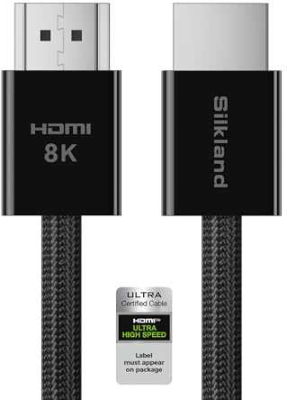 Silkland 8K HDMI 2.1 Kabel 1m 4K@240Hz, eARC/ARC, HDR10+, PS5 HDMI®Kabel | Schlank, Geflecht, 48Gbps Zertifiziert Ultra High Speed HDMI, VRR, ALLM, kompatibel mit TV, PC, TV-Box, Soundbar, Projektor