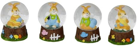 12 Stück Osterhasen Schneekugel bunt 6cm Ostern Osterdeko Frühling Dekoration
