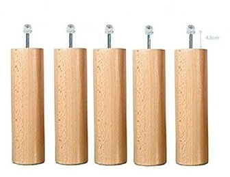 Coreme Holzfüße, 25 cm, große Stäbe für Lattenrost, naturfarben – Set mit 5 Füßen