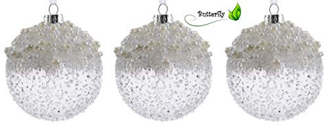 Christbaumkugeln, dekoriert, transparent, aus Glas, 3 Stück