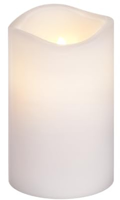 Star Trading LED Stumpenkerze Paul, Timer 6/18h, 200h Batterielaufzeit, Warmweiß Ø7,5x11,5 cm, Flammenlose Kerze für Innen & Außen – Wohnzimmer, Balkon & Tischdeko