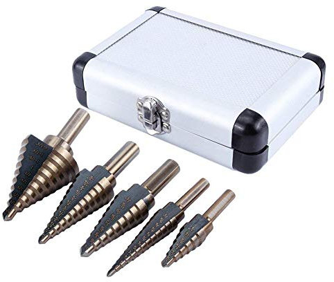 yosoo W900 Bohrer Werkzeug Bohrung Etage HSS aus Stahl mit hoher Geschwindigkeit konisch Set 50 Größen Cutting Tools mit Gehäuse aus Aluminium Kobalt -Broks -Spiel Broca Conica Hände