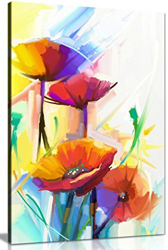 Abstract Oil Painting Of Spring Flower Canvas Wall Art Picture Print (36x24in)