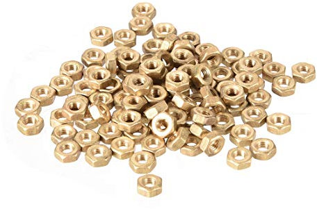 sourcing map 100Stk. Sechskantmuttern M3x0,5 mm Sechskantmutter mit metrischem Grobgewinde Messing