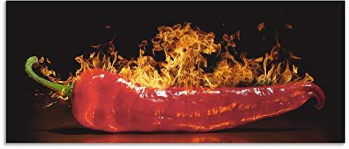ARTland Spritzschutz Küchenrückwand aus Alu für Küche Herd Spüle 120x50 cm (BxH) mit Motiv Essen Lebensmittel Gewürze Chili Flammen Modern Dunkel Rot S7PR