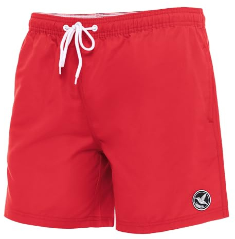 Ladeheid Badehose Herren Bequeme Badeshorts Lang mit Seitentaschen und Schnürchen, Badeshorts Herren mit Netzfütterung – Perfekt für Sommer, Strand und Schwimmbad – LA40-128 (Rot, S)