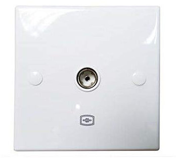 Falcon Workshop Supplies Ltd Single White Minimalist IEC Isolated Wall Socket TV Aerial Wall Plate Coax Coaxial Outlet