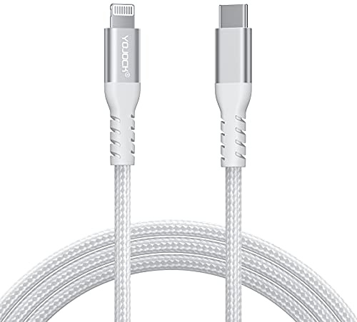 Yojock USB-C-zu-Lightning-Kabel1,8 m, Apple MFi/PD-kompatibel/schnelle Datensynchronisation/langlebig; geflochtenes Nylonkabel für iPhone/AirPods (weiß)