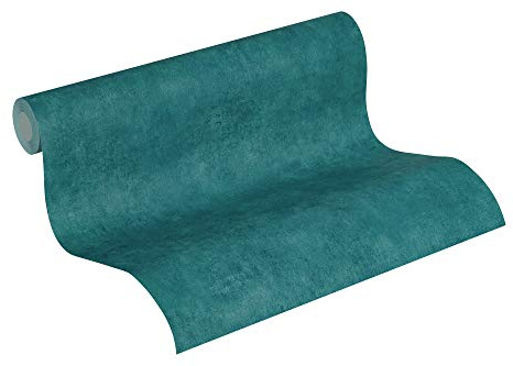 A.S. Création Vliestapete Sumatra Tapete Uni 10,05 m x 0,53 m blau grün Made in Germany 373709 37370-9