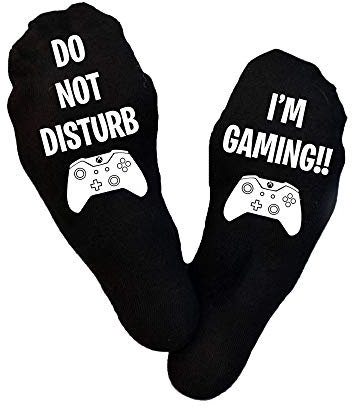 I'm Gaming, Do Not Disturb-Gaming-Xbox-Socken, Fußballfan, Xbox-Socken, Weihnachtssocken, Geburtstagsgeschenk, Gamer, Strumpffüller Gr. Medium, Schwarz