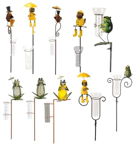 NETPROSHOP Regenmesser Rabe oder Frosch am Stab H: ca. 120 cm aus Metall u. Glas, Auswahl:Rabe Schirm zu