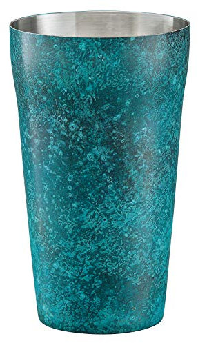 Orien Japanisches Design & Premium Trinkbecher aus Edelstahl, Tumbler, 420ml, blau, in Geschenkbox aus Holz