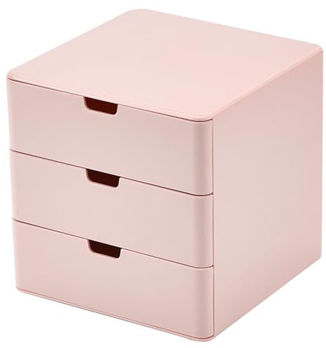 Dalanpa 3-Drawer Vanity Organizer, Compact Storage Organization Drawers Small Size Pink