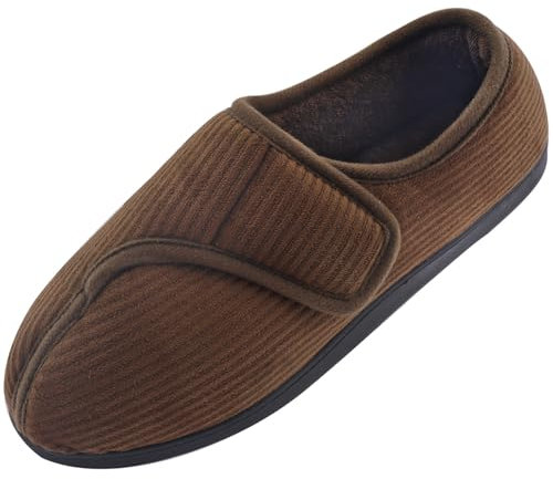 Git-up Chaussons Homme en Mousse à Mémoire Hiver Chaud Chaussures Intérieur Extérieur Semelle en Caoutchouc Antidérapante Maison Pantoufles, Chocolat 10