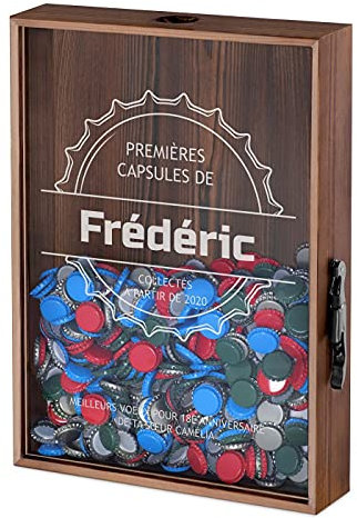 Maverton Boîte aux Bouchons pour Homme - Coffret Personnalisé pour Collectionneurs de Capsules - Ouvre-bière inclus - Cadeau Homme - Cadeau Anniversaire Homme - Cadeau Personnalisé - Loisir