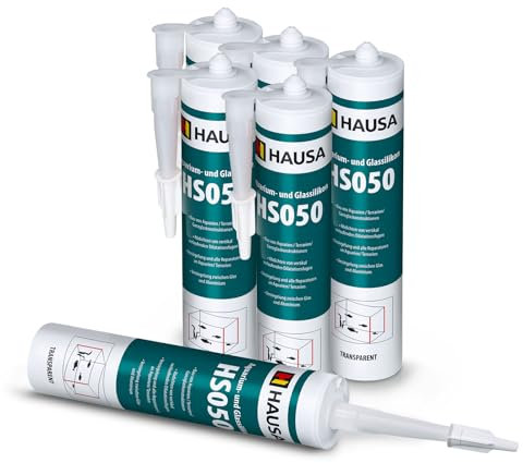 HAUSA Aquarium-Silikon Glas-Silikon HS050 transparent 6x 310ml Silikon-Kleber & Dichtstoff für Aquarien Terrarien Glaskonstruktionen schnelle Aushärtung, süß- meerwasserbeständig, fischsicher