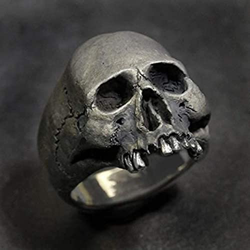 Vintage Herren Punk Ring Gothic Punk Golden Horror Totenkopf Ring Coole Herren Rock Biker Schmuck Geschenk Größe 6-14