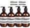 CATTREES 4 Pack Amber Soap Dispenser Bottle For Bathroom,16oz Empty Plastic Soap Dispenser Bottle with Pump& 6 Waterproof Labels For Shampoo Conditioner and Shower Gel Dispenser,Hand Dish Soap,Lotion.