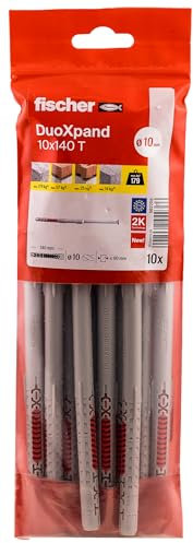 fischer - Cheville rallongée DuoXpand 10x140 avec vis à tête fraisée en Acier électrozingué/Sachet de 10