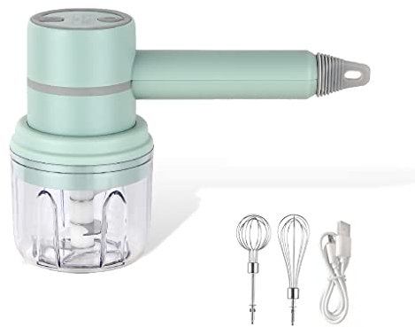Batidora de mano eléctrica inalámbrica de 250ML para alimentos, batidora de huevos recargable por USB resistente al agua con contenedor para hornear en la cocina del hogar, Verde