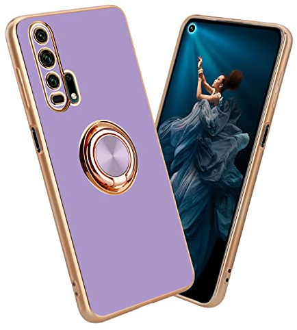 Cadorabo Hülle kompatibel mit Honor 20 PRO Schutzhülle TPU Silikon Case mit Ring Design mit Kameraschutz Slim Kratzfest Weiche Gummi mit Rundumschutz Case Hülle für Honor 20 PRO in Lila