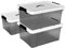 Cetomo 35L*3 Storage Boxes, Carry Plastic Storage Box with Lids, Organizing Container with Handle and Secure Latching Buckles, Stackable, Nestable, Tote Bin for Home Clothes, 35L-3Pack, Clear Black